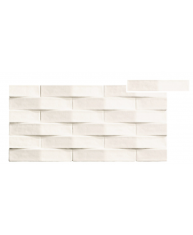 Carrelage convex blanc mat en relief 3D 5x25cm natconvex blanc dans la salle de bains