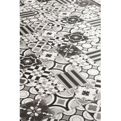 Carrelage patchwork black and white imitation carreau ciment 20x20cm rectifié en crédence, R10