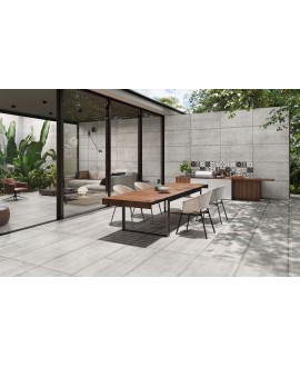 Carrelage terrasse antidérapant imitation béton brut mat, rectifié, Santaform ciment 60x120x1cm, R11 A+B+C