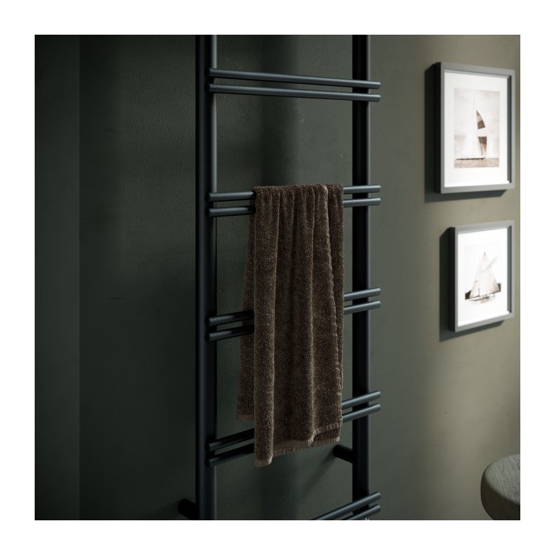 Sèche-serviette radiateur électrique design salle de bain contemporain AntV8 noir mat