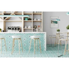 Carrelage hexagone tomette décor effet carreau ciment cuisine 28.5x33cm realosaka aqua