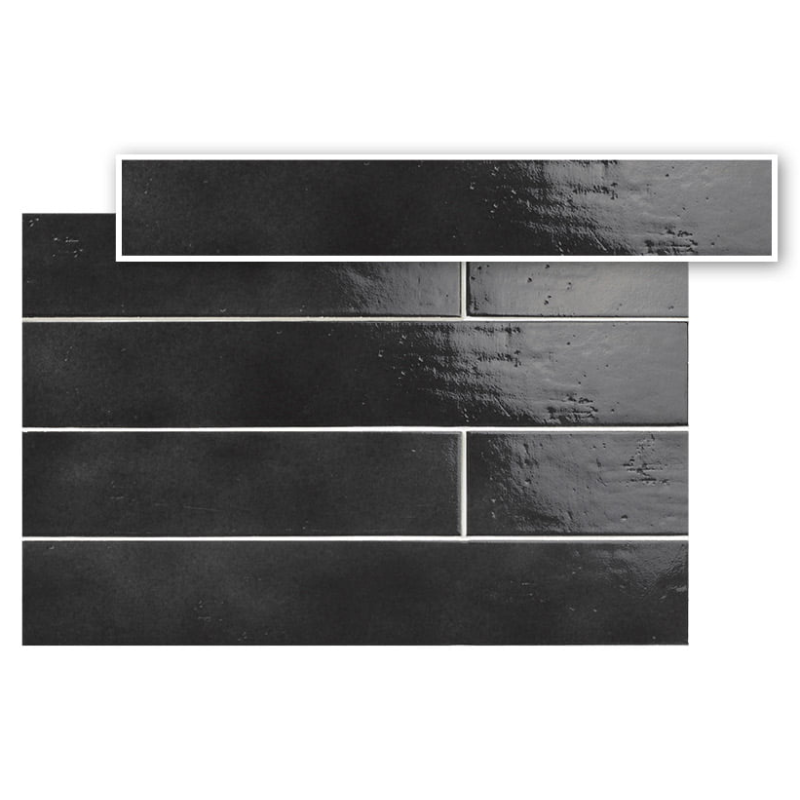 Carrelage noir brillant, carré ou rectangulaire, en grès cérame émaillé ...