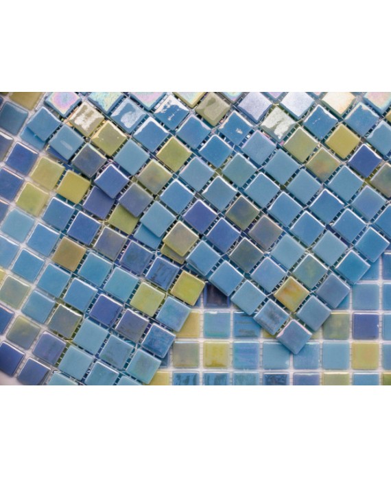 emaux de verre piscine mosaique salle de bain acquaris caribe 2.5x2.5 cm