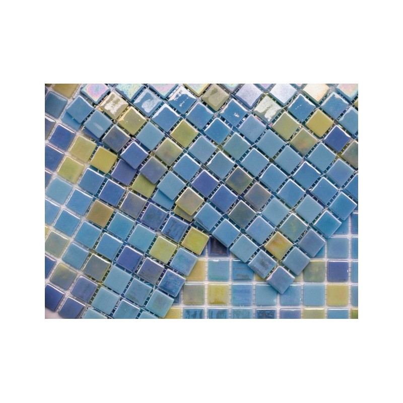 emaux de verre piscine mosaique salle de bain acquaris caribe 2.5x2.5 cm