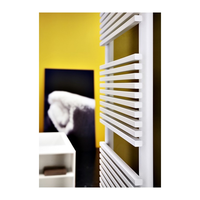 Sèche-serviette radiateur électrique design salle de bain contemporain Anttrimbath blanc mat