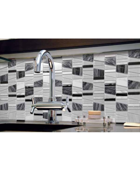 Mosaique crédence cuisine, salle de bain pierre métal et verre mosasi gris 30x31.5 cm