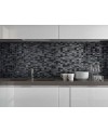 Mosaique salle de bain, cuisine pierre métal et verre mosasi noir 30x31.5 cm