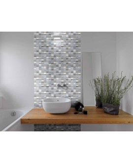 mosaique pierre métal verre salle de bain, crédence de cuisine mocity gris 30x30cm sur trame
