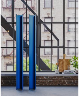 Sèche-serviette radiateur eau chaude contemporain moderne bleu foncé mat 170x14.1cm anttower