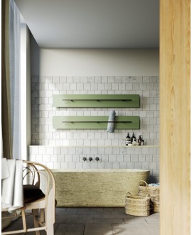 Sèche-serviette radiateur eau chaude design Anteso H vert mat avec une barre noir mat