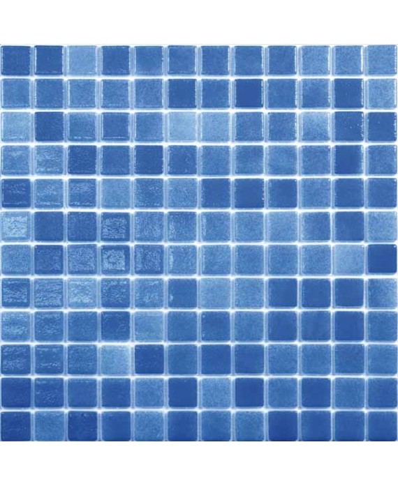 Emaux de verre bleu soutenu nuancé piscine mosaique salle de bain mosbr-2005 2.5x2.5cm antidérapant sur trame.