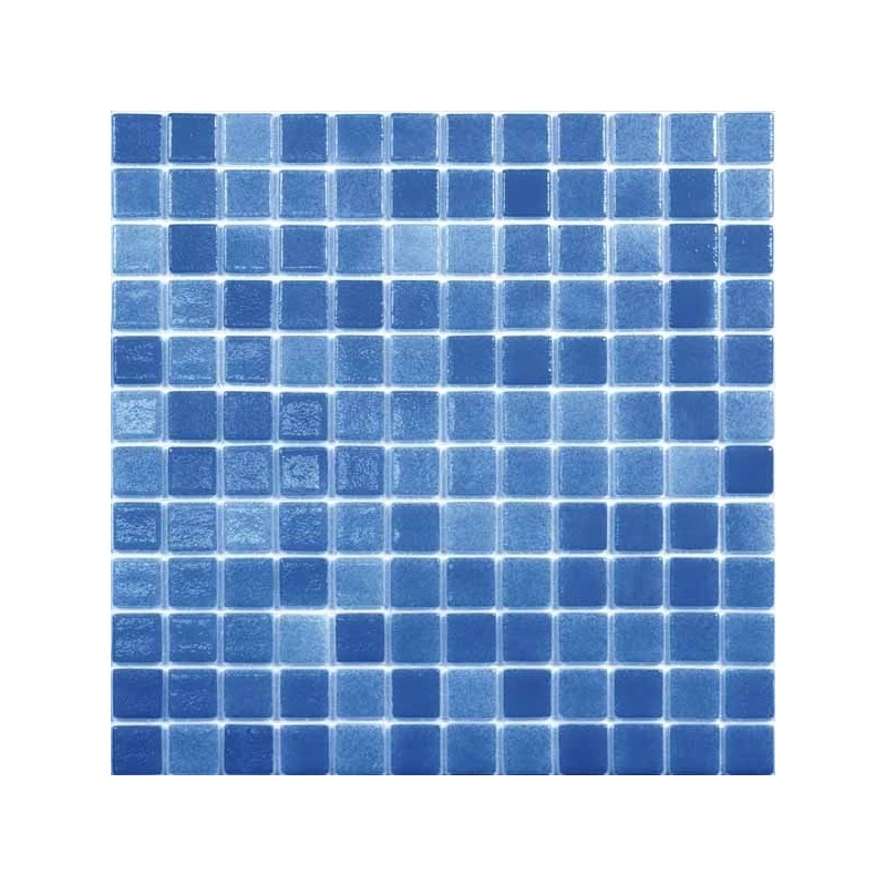 Emaux de verre bleu soutenu nuancé piscine mosaique salle de bain mosbr-2005 2.5x2.5cm antidérapant sur trame.