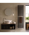 Sèche-serviette radiateur eau chaude vertical moderne design Antpieno noir mat