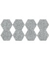 Carrelage hexagonal D imitation granit gris anti-dérapant 25x22x0.9cm, R11 A+B+C