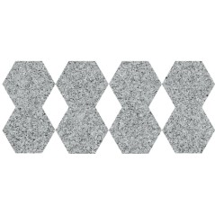 Carrelage hexagonal D imitation granit gris anti-dérapant 25x22x0.9cm, R11 A+B+C