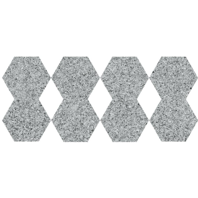 Carrelage hexagonal D imitation granit gris anti-dérapant 25x22x0.9cm, R11 A+B+C