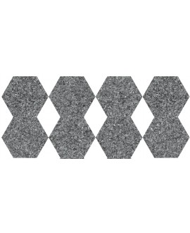 Carrelage hexagonal D imitation granit noir anti-dérapant 25x22x0.9cm, R11 A+B+C