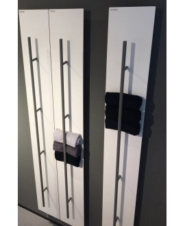 Sèche-serviette radiateur électrique design salle de bain contemporain Anteso V blanc mat avec une barre noire