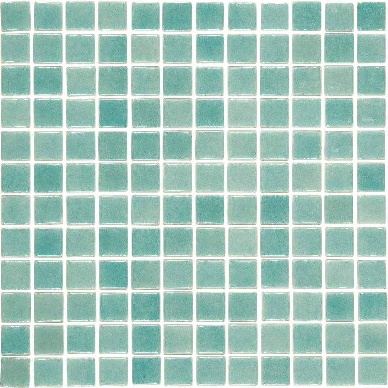 Emaux de verre vert clair nuancé mosaique pour le sol de la douche piscine mosbr-3001 antiderapant 2.5x2.5x0.4cm sur trame.