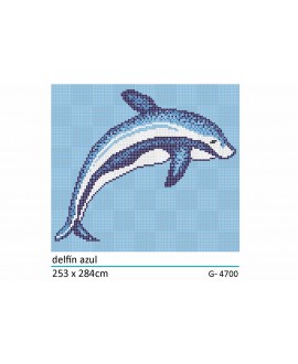 Décor en emaux de verre pour piscine: dauphin bleu 253x284cm