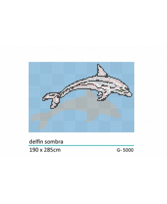 Décor en emaux de verre pour piscine: dauphin sombre 190x285cm