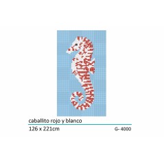 Décor en emaux de verre pour piscine: hypocampes rouges et blancs 126x221cm