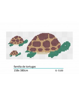 Décor en emaux de verre pour piscine: famille tortue 158x380cm