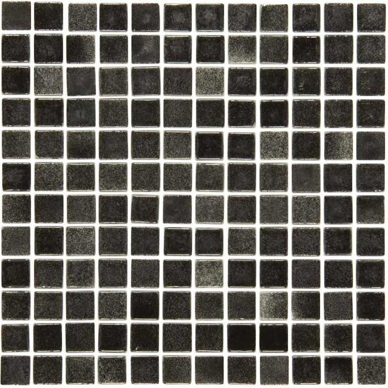 Emaux de verre noir nuancé pour les marches de la piscine mosbr-9001 antidérapant 2.5x2.5x0.4cm sur trame.