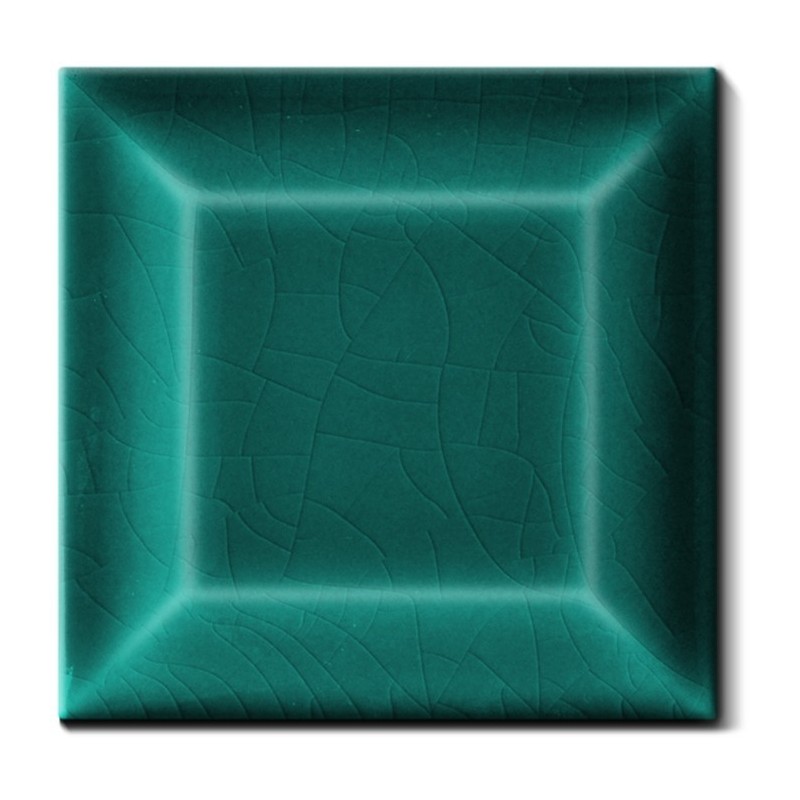 Carrelage métro D craquelé vert turquoise brillant 7.5x7.5cm