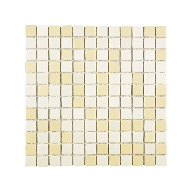 Emaux de verre mélange de ivoire et beige piscine mosaique salle de bain combi-5 2.5x2.5cm sur trame.