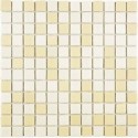 Emaux de verre antidérapant beige et ivoire piscine mosaique salle de bain combi-5 2.5x2.5cm sur trame.