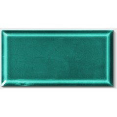 Carrelage métro D craquelé turquoise brillant 10x20cm