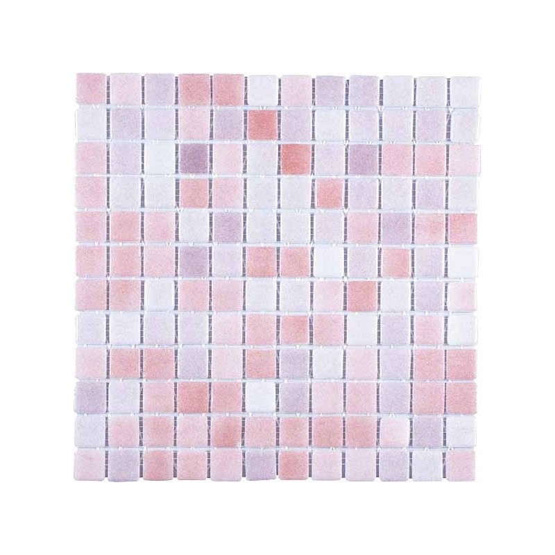 Emaux de verre piscine mélange de roses mosaique salle de bain moscombi-6 2.5x2.5cm sur trame.