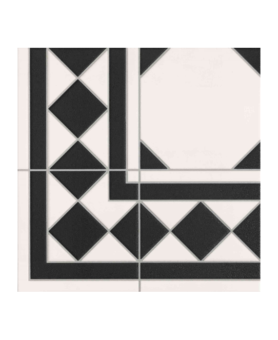 Carrelage imitation octogone blanc avec cabochon noir mat 33x33x0.8cmcm realoxford noir esquina