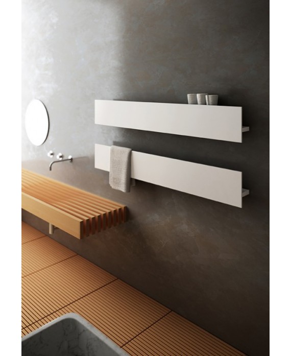 Sèche-serviette radiateur électrique design, salle de bain, AntT1P blanc brillant sans fente porte-serviettes