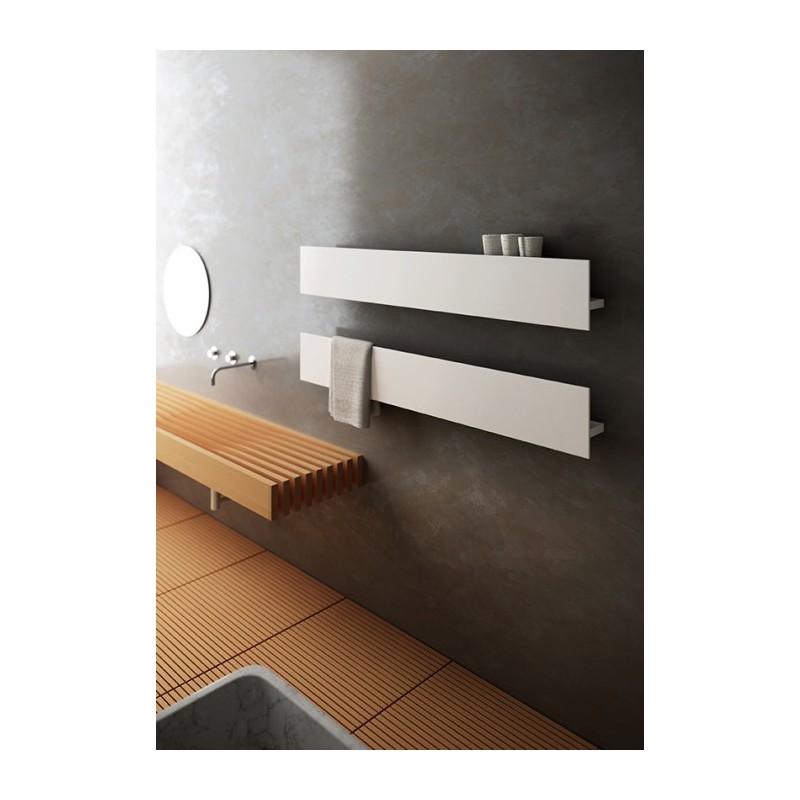 Sèche-serviette radiateur électrique design, salle de bain, AntT1P blanc brillant sans fente porte-serviettes