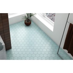 Carrelage hexagonal, petite tomette bleu clair mat , 11.6x10.1cm equipmatika bleu clair