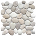 Galet rond blanc gris sur trame 30x30cm, MO piedra ibiza, pour la salle de bains