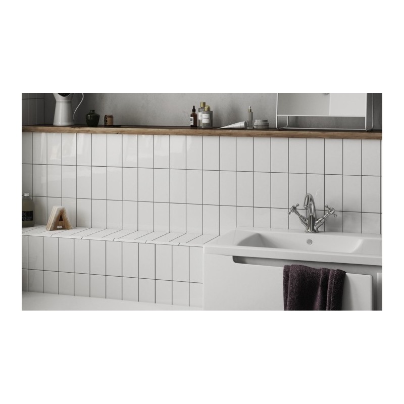 Carrelage rectangulaire contemporain blanc brillant equipevolution