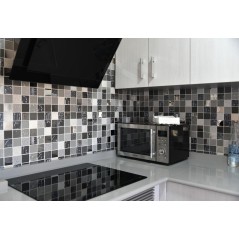 mosaique effet métallique decor cuisine 5x5cm gris sur trame mokitchen gris