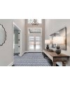 Mosaique salle de bain losange marbre blanc, gris et noir poli brillant sur trame 28.5x22.5cm mocubogris
