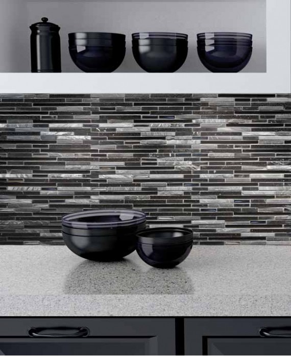 mosaiquecrédence de cuisine, salle de bain pierre métal verre molluvia noir 30x30 cm