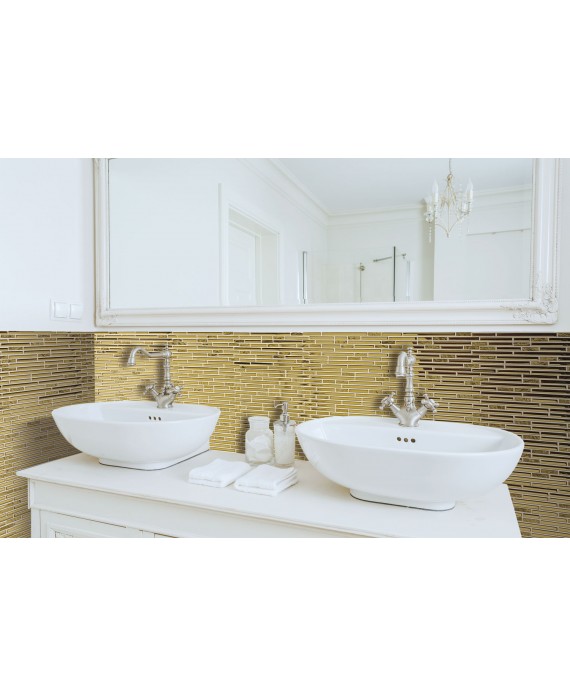 Mosaique salle de bain, crédence de cuisine pierre métal molluvia or 30x30 cm