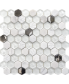 mosaique crédence de cuisine, salle de bain hexagone de verre et pierre blanc 30,2x30,5cm mohexagono