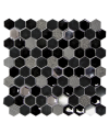 Mosaique hexagone de verre et pierre noir 30,2x30,5 cm mohexagono
