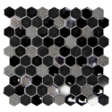 Mosaique hexagone de verre et pierre noir 30,2x30,5 cm mohexagono