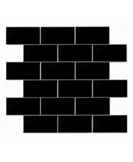 mosaique de mini rectangle 5x10cm noir brillant sur trame 30x30x0.8cm D mini-manhatiles