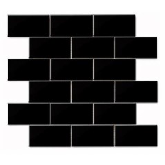 mosaique de mini rectangle 5x10cm noir brillant sur trame 30x30x0.8cm D mini-manhatiles