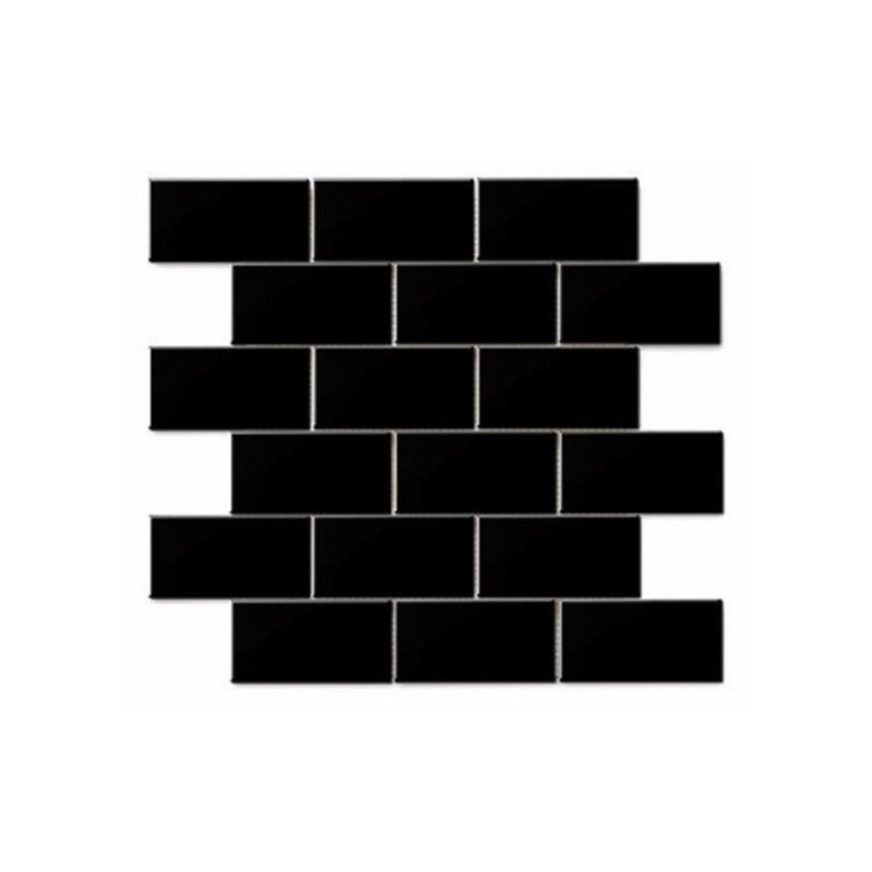 mosaique de mini rectangle 5x10cm noir brillant sur trame 30x30x0.8cm D mini-manhatiles