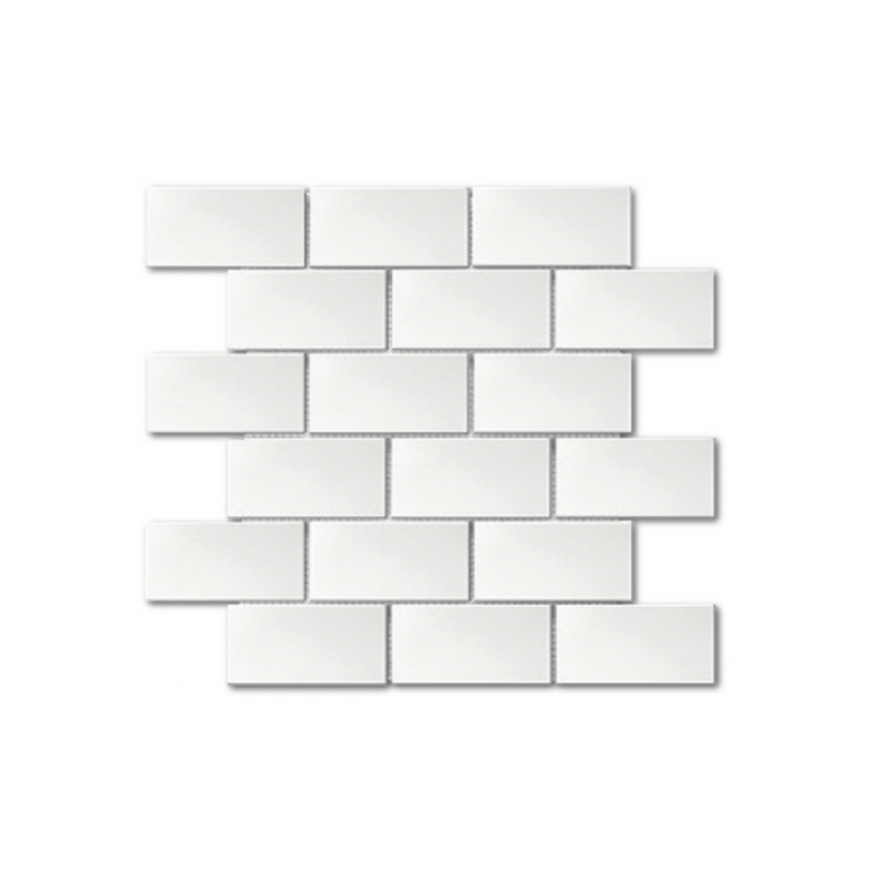 mosaique de mini rectangle 5x10cm blanc brillant sur trame 30x30x0.8cm D mini-manhatiles
